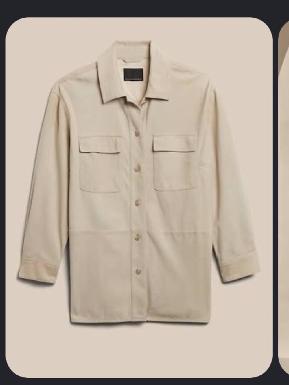 🆕🤎🤎 🩶🩶Banana Republic Heritage Stone Grey Suede Oversized Shirt / Shacket